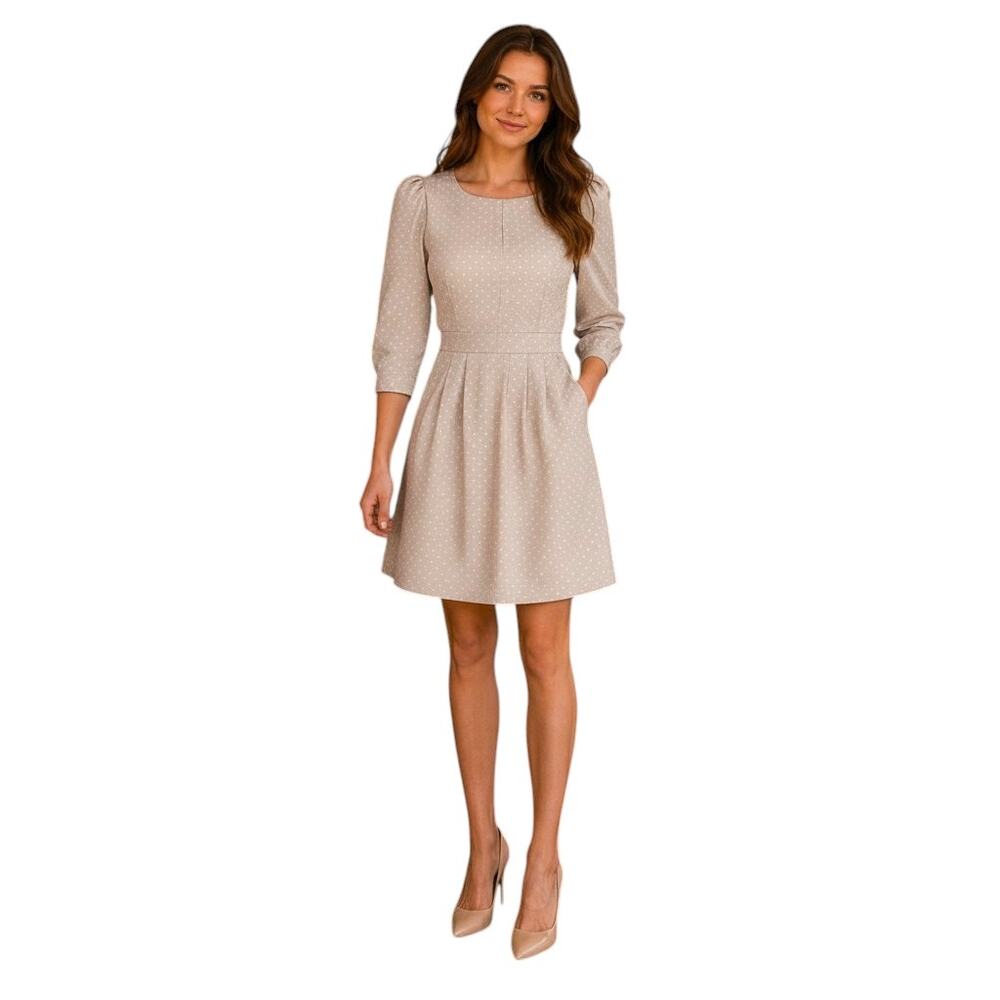 Inlife Beige Polka Dots Mini Dress, L